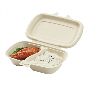 Sabert 2 Compartment Pulp Hinged Container