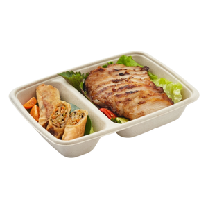 Sabert Pulp 2 Compartment 6x9" Rectangle Tray
