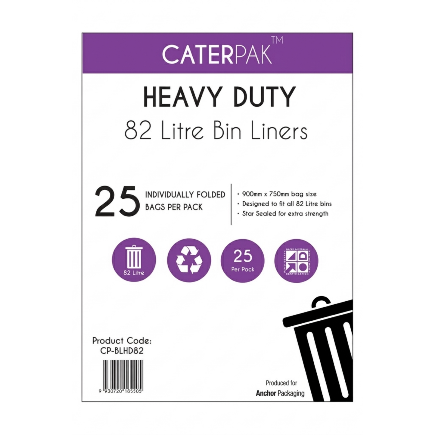 Heavy Duty Bin Liner 82L Flat Pack