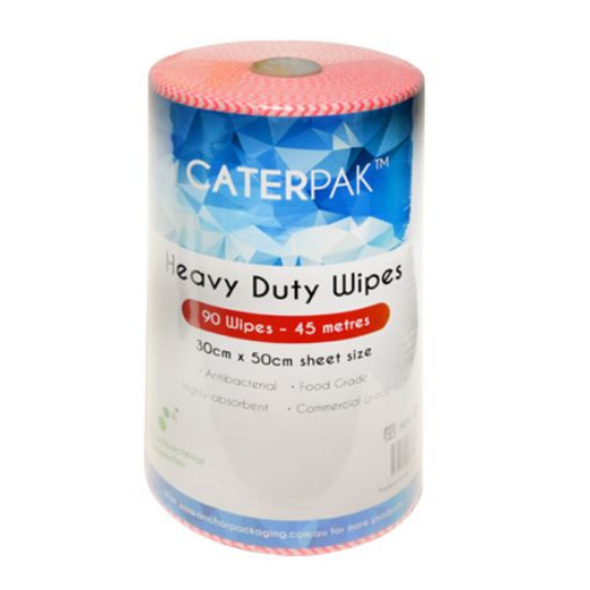CaterPak Heavy Duty Wipes - Red (30x50) 90 Sheet