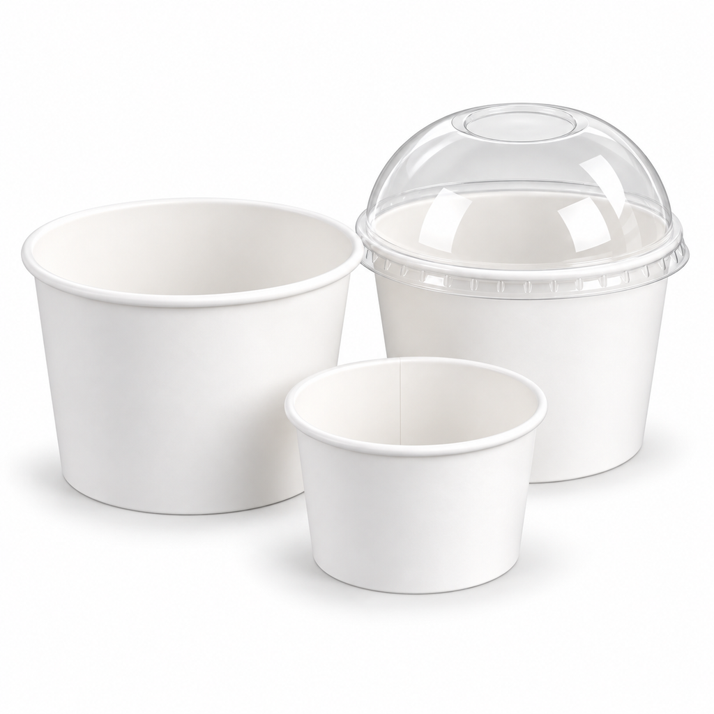 Ice Cream Cup 8oz Plain White - 1000/Ctn