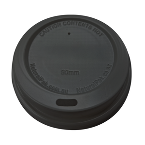 NaturalPak Recycled PS Lid Black 90mm - 1000/ctn
