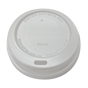 NaturalPak Recycled PS Lid White 90mm - 1000/ctn