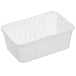 1000ml Ribbed Rectangular Container Natural-500/c