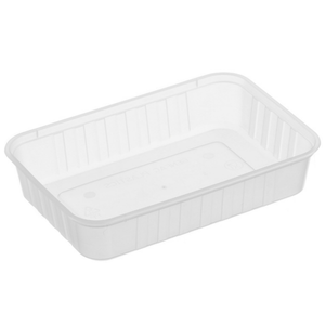 500ml Ribbed Rectangular Container Natural - 500/c