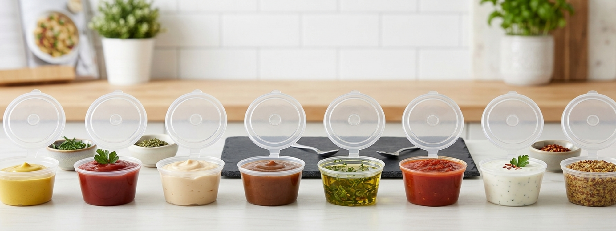 Hinged Portion Cups with Lid