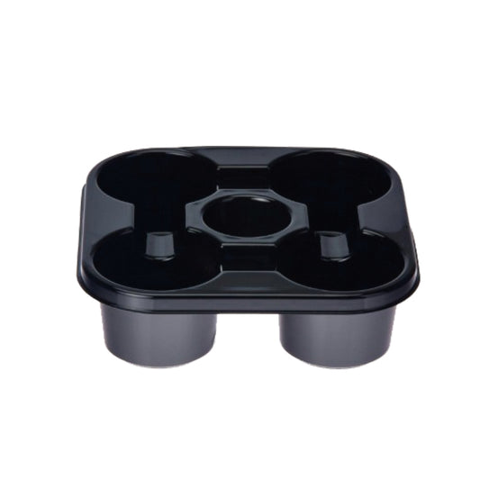 Black PET 4 Cup Carry Tray - 200/CTN